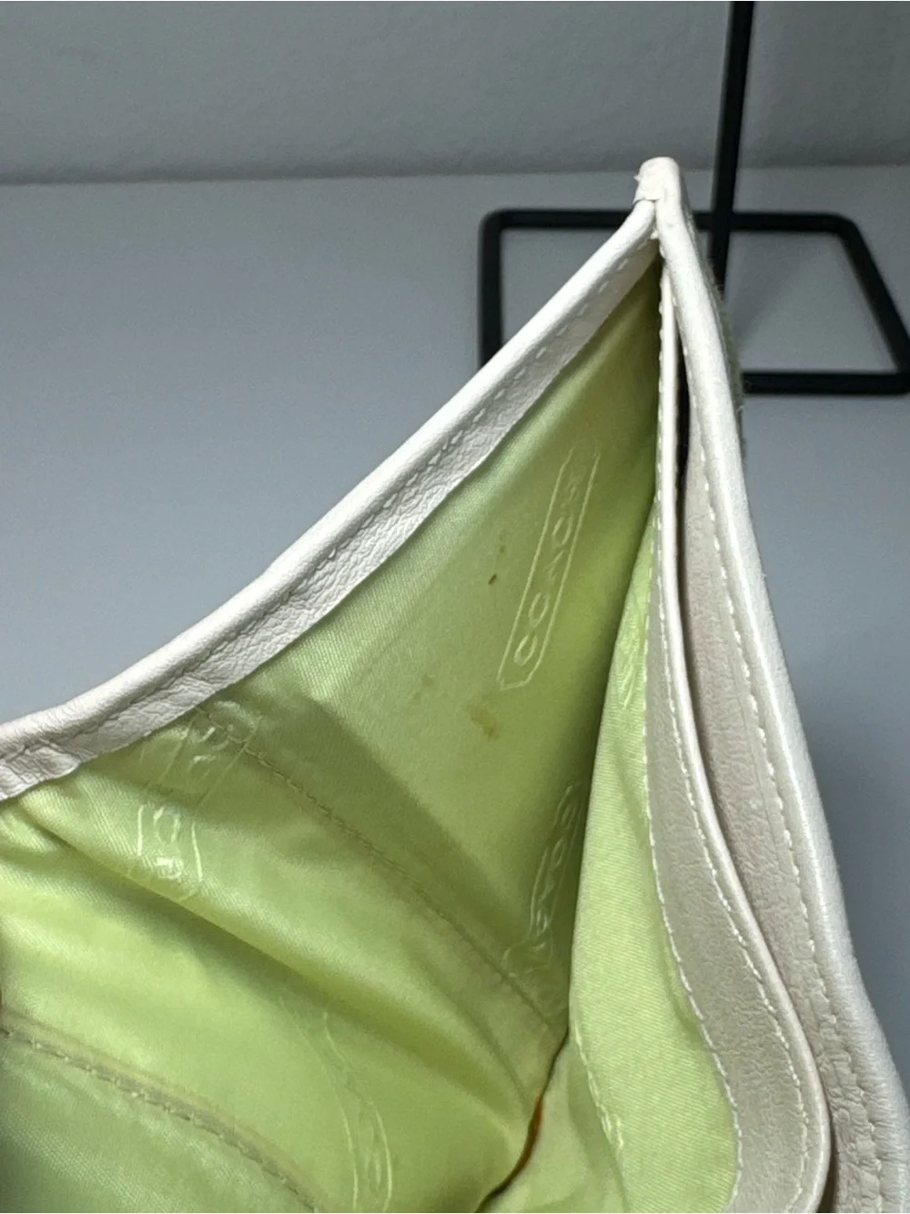 Vintage 2003 Coach Signature Jacquard Trifold Wallet in Lime Green